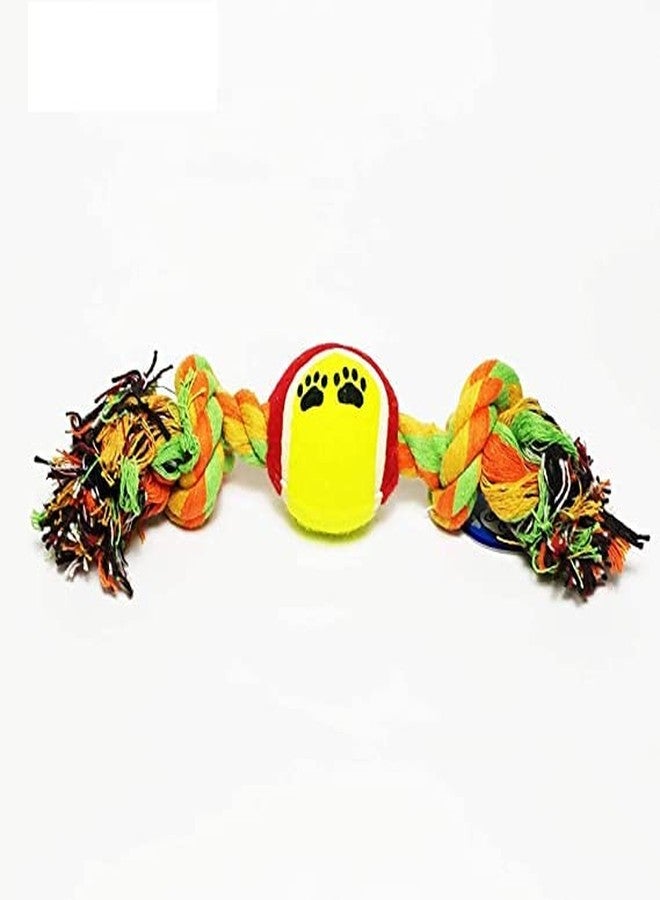 Smart Pups Cotton Knotted Rope Toy with Tennis Ball Set for Outdoor/Indoor Playing and Training Dogs and Puppies (Multicolor) - Image 1